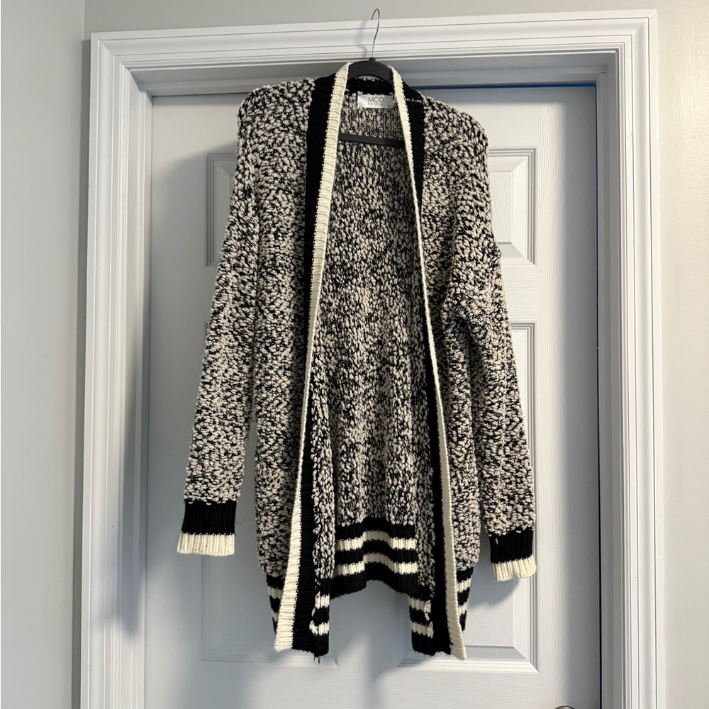 Elegant Black and White Women's Cardigan